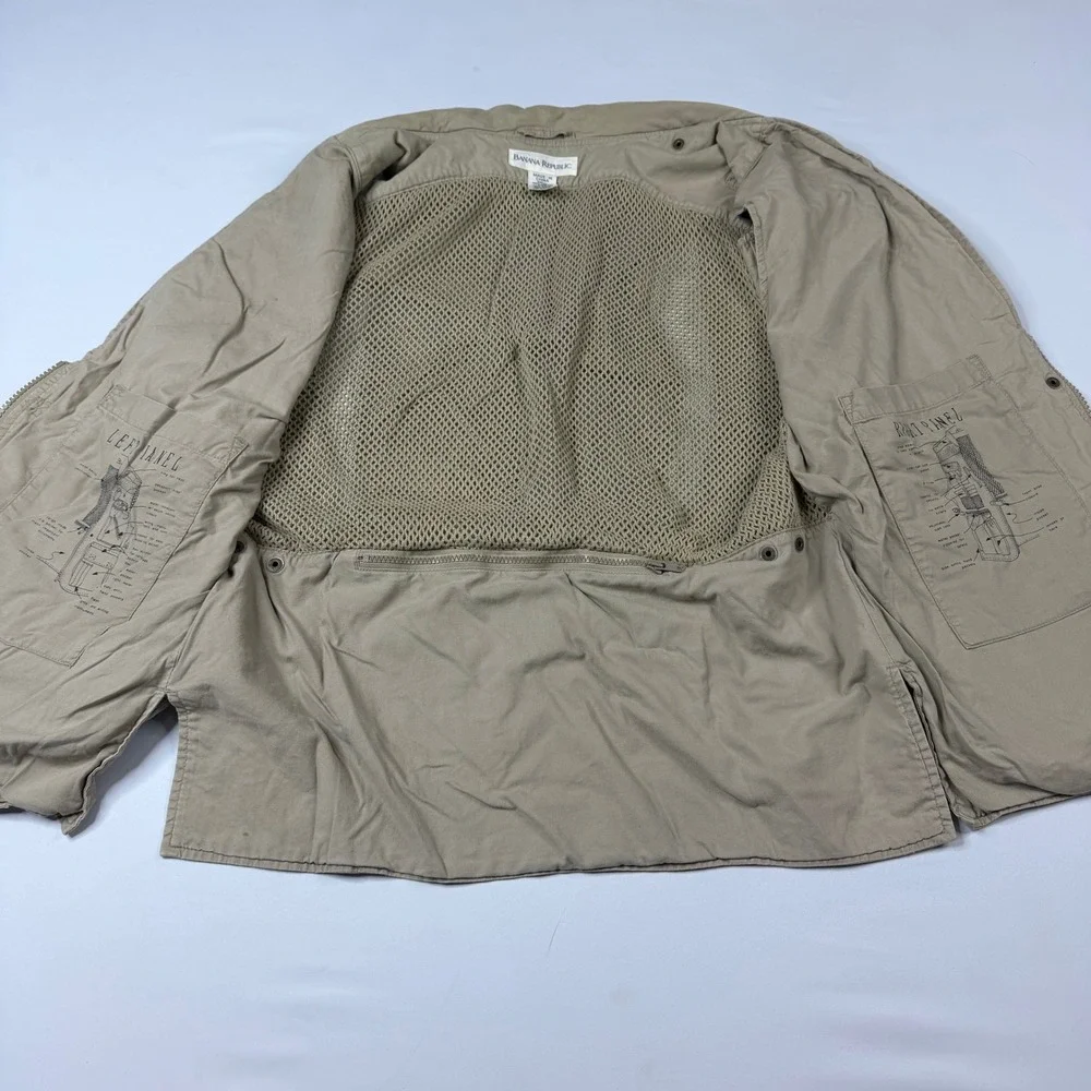 Banana Republic Safari Photography Vest Mens Medium Khaki Multi-Pocket Utility